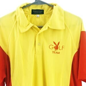Playboy Golf Polo Shirt Yellow Orange Moisture Wick Quick Dry Breathable